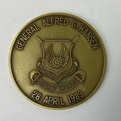 SERVICE MEDALLION US AIR FORCE GENERAL ALFRED G HANSEN 1989 
