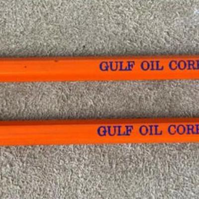 GULF OIL CORP No. 2 WOODEN ADVERTISING PENCIL pair