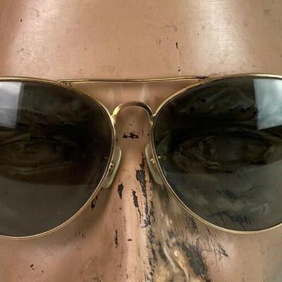 retro AVIATOR SUNGLASSES goldtone wire rim frame 1960s