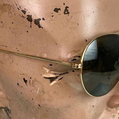 retro AVIATOR SUNGLASSES goldtone wire rim frame 1960s