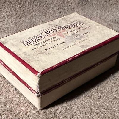 vintage MEDICAL ARTS PHARMACY PILL BOX 1940s SLC UTAH