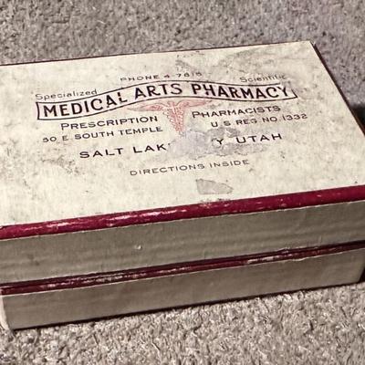 vintage MEDICAL ARTS PHARMACY PILL BOX 1940s SLC UTAH