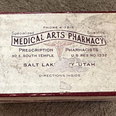 vintage MEDICAL ARTS PHARMACY PILL BOX 1940s SLC UTAH