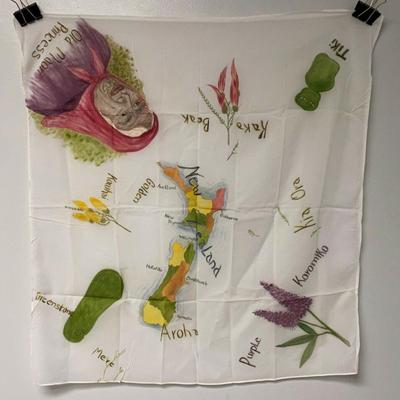 NEW ZEALAND SOUVENIR SCARF 1950s 