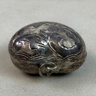 etched SILVER PLATED PUFFY HEART PENDANT 1"