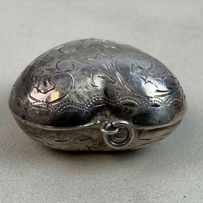 etched SILVER PUFFY HEART PENDANT 1.25"