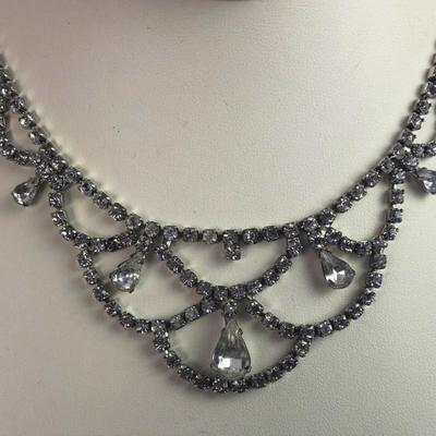 elegant WHITE RHINESTONE FAUX DIAMOND NECKLACE
