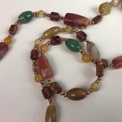 NATURAL STONE MIXED AGATE NECKLACE 15" artisan jewelry