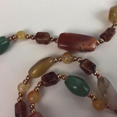 NATURAL STONE MIXED AGATE NECKLACE 15" artisan jewelry