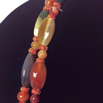 NATURAL STONE MIXED AGATE NECKLACE 25.5"