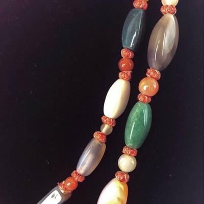 NATURAL STONE MIXED AGATE NECKLACE 25.5"