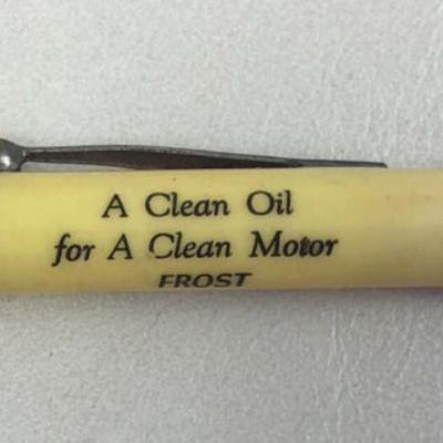 PHILLIPS 66 MOTOR OIL ADVERTISING PENCIL FROST SERVICE ROSCOE NEBRASKA 1940s