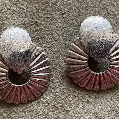 vintage MARJORIE BAER SILVERTONE CLIP EARRINGS MB SF