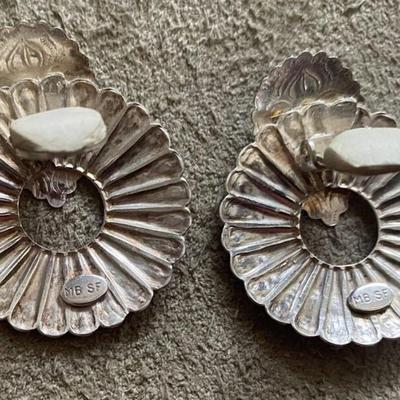 vintage MARJORIE BAER SILVERTONE CLIP EARRINGS MB SF