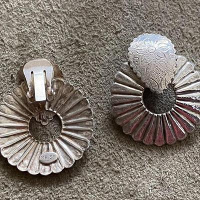 vintage MARJORIE BAER SILVERTONE CLIP EARRINGS MB SF