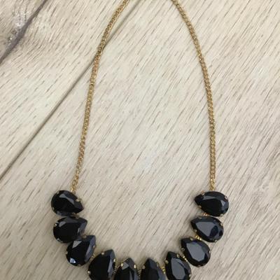 Vintage jet black rhinestone necklace