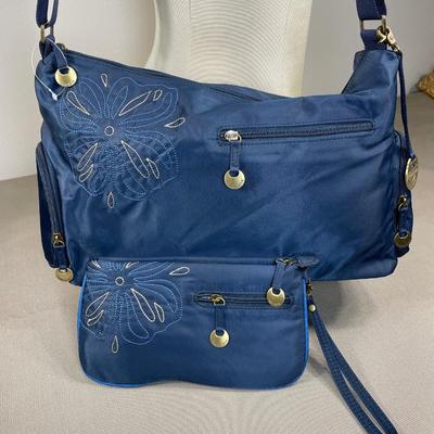 New! Travelon Navy Nylon Handbag and wallet set