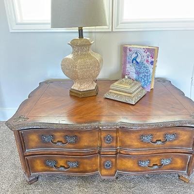 Tuscan style coffee table plus decor