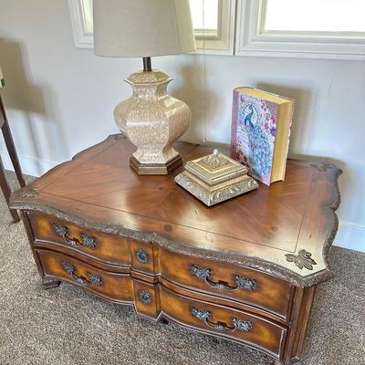 Tuscan style coffee table plus decor