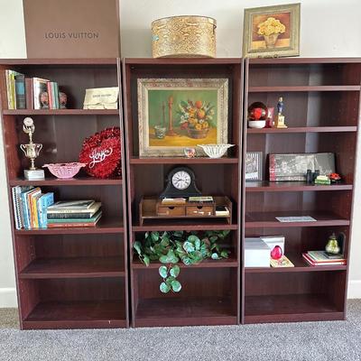 Book cases & contents w/ Louis Vuitton box