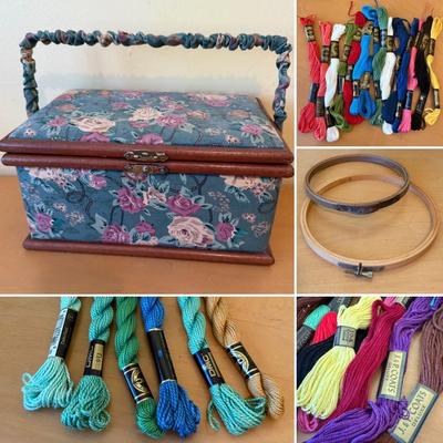 Embroidery Floss with Embroidery Hoops & Sewing Basket (B2-HS)