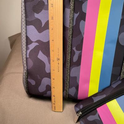 Extra Large Dark Grey Camouflage Tote with Wristlet New!