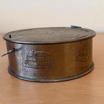 Vintage Brass English Coin Box with Key (B2-HS)