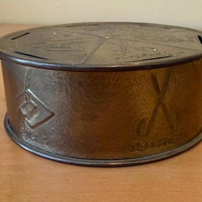 Vintage Brass English Coin Box with Key (B2-HS)