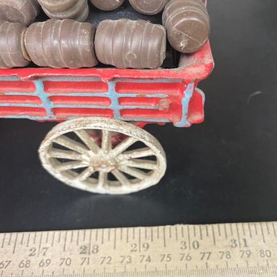 Vintage Cast Iron Toy 8 Clydesdale Horses & Wagon, Beer Barrels, 2 Drivers & Dog