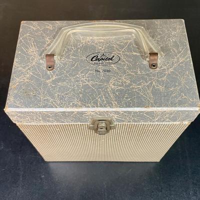 Vintage 45RPM Capitol Records Storage Carry Case with 50 Records