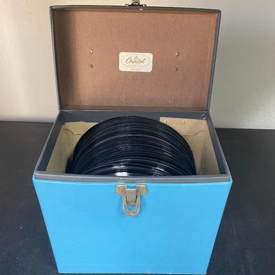 Vintage 45RPM Capitol Records Storage Carry Case with Records