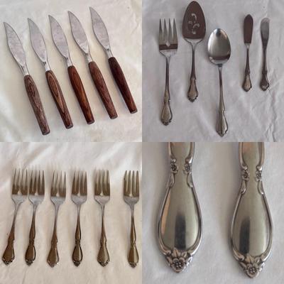 Oneida Craft Silverware Set and Mode Danish Steak Knives (K-DZ)