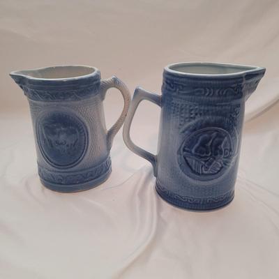 Blue and White Stoneware Pitchers (LR-EL)