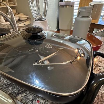 Presto Electric skillet, Oster blender, red copper skillet