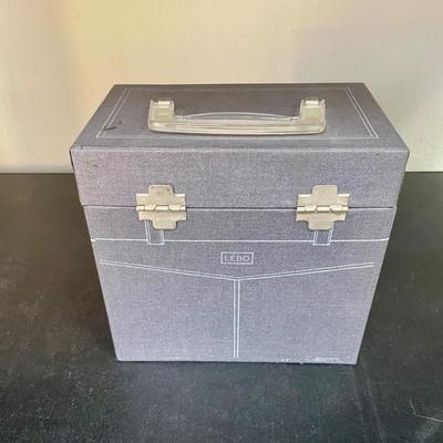 Vintage 45RPM Lebo Denim Blue Record Storage Carry Case with 46 Records