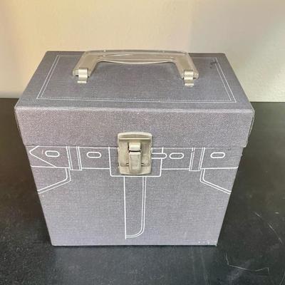 Vintage 45RPM Lebo Denim Blue Record Storage Carry Case with 46 Records