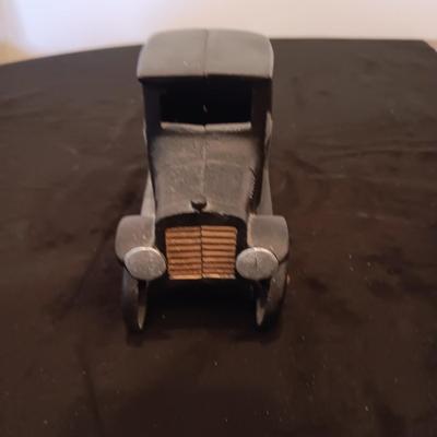 CAST IRON AND STAINED GLASS ANTIQUE CARS