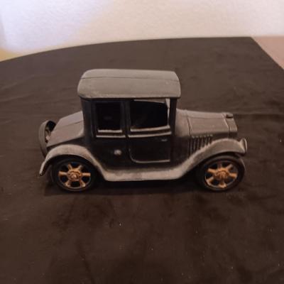 CAST IRON AND STAINED GLASS ANTIQUE CARS