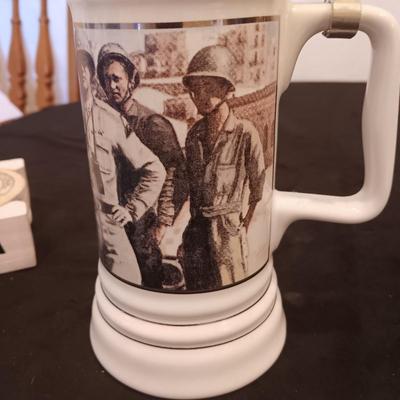 LT GENERAL GEORGE S PATTON STEIN WITH PEWTER TOP AND NRA COASTERS