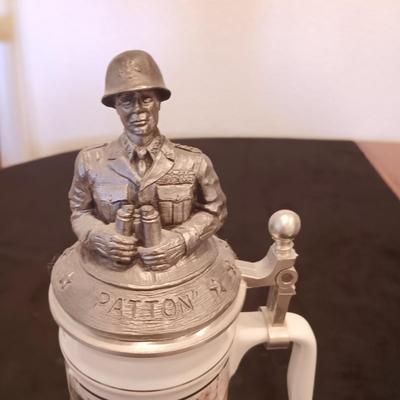 LT GENERAL GEORGE S PATTON STEIN WITH PEWTER TOP AND NRA COASTERS