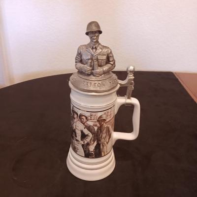 LT GENERAL GEORGE S PATTON STEIN WITH PEWTER TOP AND NRA COASTERS