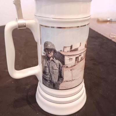 LT GENERAL GEORGE S PATTON STEIN WITH PEWTER TOP AND NRA COASTERS
