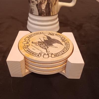 LT GENERAL GEORGE S PATTON STEIN WITH PEWTER TOP AND NRA COASTERS