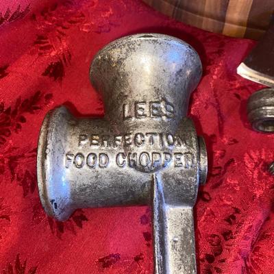 MEAT GRINDER, CHEESE SERVING CUTTING BOARD, OVEN SAFE CASSEROLE DISH, & z MEAT CLEAVER