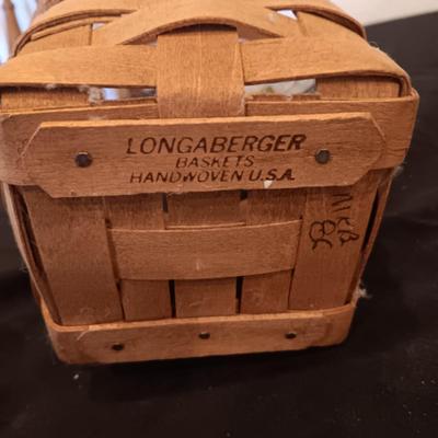 CAT HAND PAINTED ON A ROCK, METAL CAT CROSSING SIGN AND A LONGABERGER BASKET