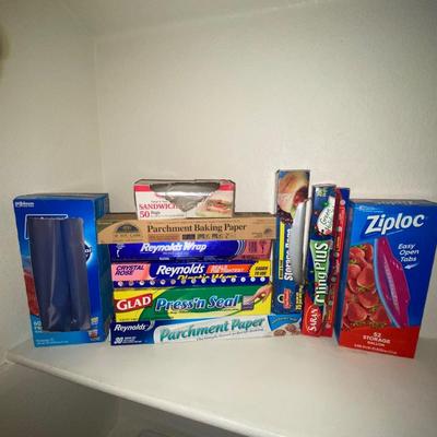 GREAT SUPPLY OF KITCHEN NECESSITIES PRESS AND SEAL ZIPLOC BAGS, ALUMINUM FOIL, AND MORE