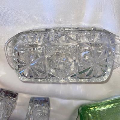 VTG BUTTER DISHES, SALT AND PEPPER SHAKERS AND TOOTHPICK HOLDER