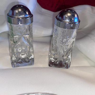 VTG BUTTER DISHES, SALT AND PEPPER SHAKERS AND TOOTHPICK HOLDER