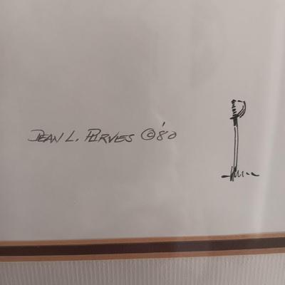 "LEAD AWAY!" SKETCH BY DEAN L PURVES IN A BARNWOOD FRAME, SIGNED AND NUMBERED