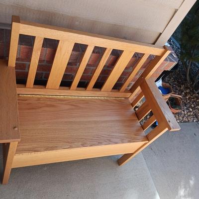 SOLID OAK BENCH WITH STORAGE UNDER THE SEAT